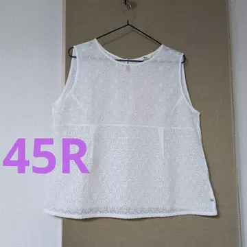 45R 새상품 택 없음 컷워크 레이스 슬리브리스 L