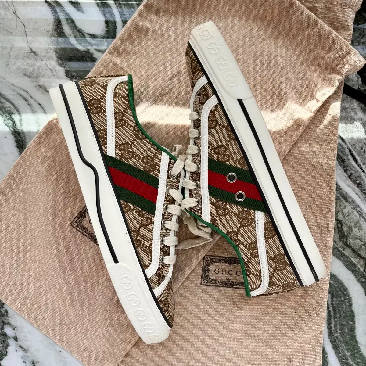 [230/36] Gucci 1977 GG Supreme Tennis Sneakers