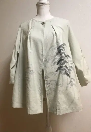 노카라 자켓 기모노 리메이크  옅은 옐로우 그린