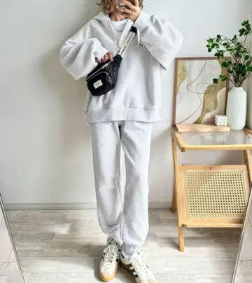 와플 하프 지퍼 셋업