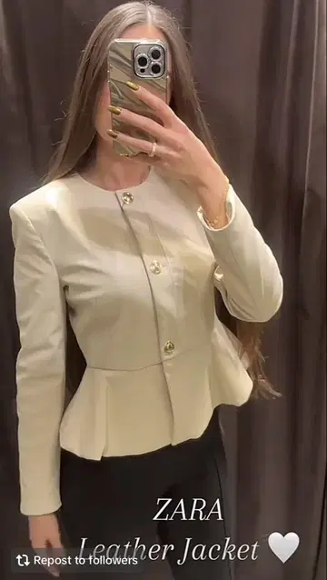 ZARA 가죽 블레이저 XS