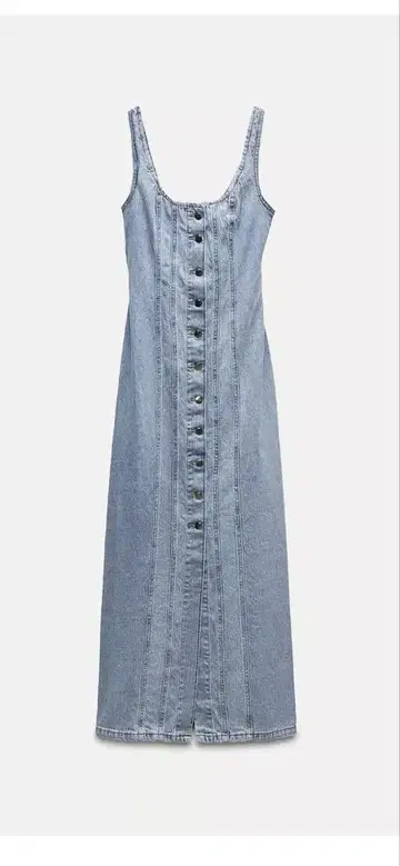 ZARA 데님 슬리브리스 롱 원피스