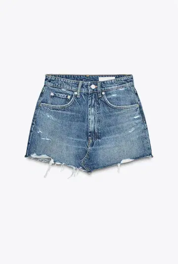 [ZARA] XS 사이즈 데님 데미지 가공 미니 스커트