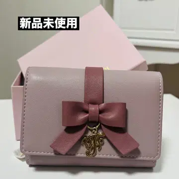 리본 포함 핑크 접이식 지갑 Maison de FLEUR