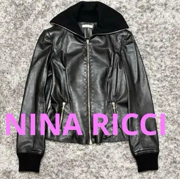 새상품급 NINA RICCI 니나리치 가죽 캐시미어 실크 자켓