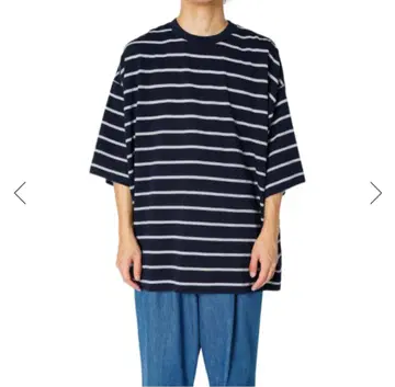 BORDER WIDE S/S T-SHIRT(D.NAVY)