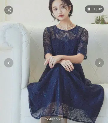 niana 네이비 전체 레이스 원피스