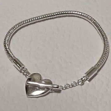 PANDORA 실버 팔찌 하트 19cm