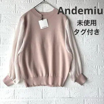 [미사용 택 포함] Andemiu 안데뮤 소매 시어 스트라이프 니트