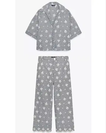 ZARA 깅엄 체크 자수 셋업