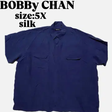 [ BOBBy CHAN ] 실크 셔츠 ( 5X ) 반팔 네이비 90s