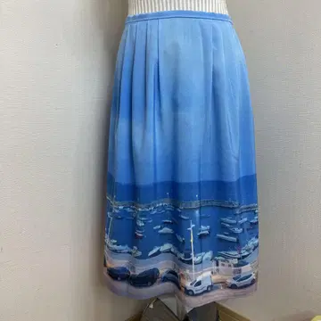 agnes b. 에네스베 전사 프린트 스커트 size36/라이트 블루