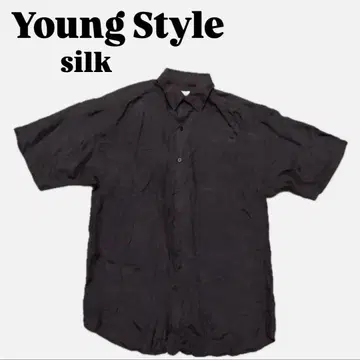 [ Young Style ] 실크 셔츠 반팔 다크 그레이 남성용
