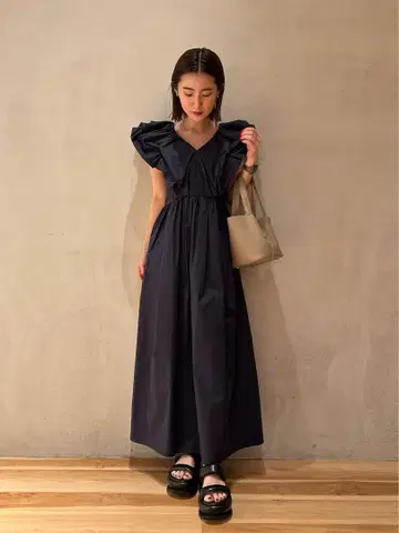 벌룬넥 원피스 네이비 02 사이즈 v230