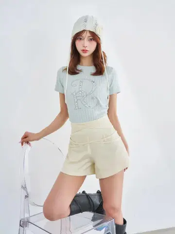 더블 크로스 벨트 숏팬츠 화이트
