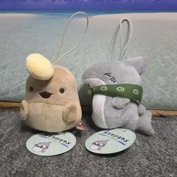외출하는 아기 상어와 해수욕장 친구들 보이스 마스코트 봉제인형 2개 세트