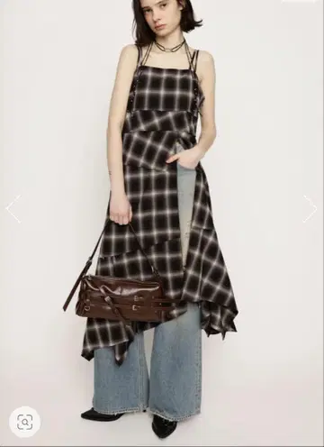 SLY ASYMMETRY HEM CHECK 원피스 체크 원피스