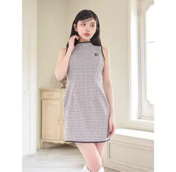 다리치 darich 허리 오픈 체크 미니 원피스