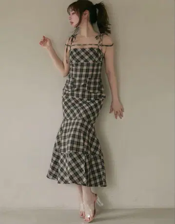 Cecily check long dress 앤드마리
