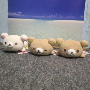 리락쿠마 타월 원단 엎드린 봉제 인형 3개 세트