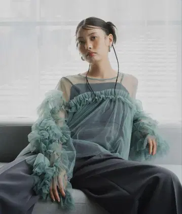 ANDRESD 앙드레스드 데코레이티브 튤 상의 그린