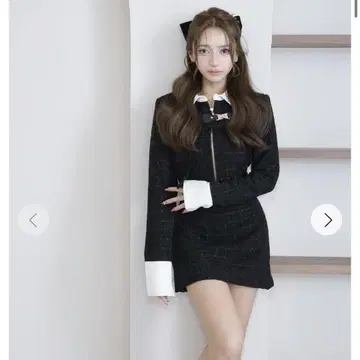 randy 원피스 Asymmetry buckle tweed dress
