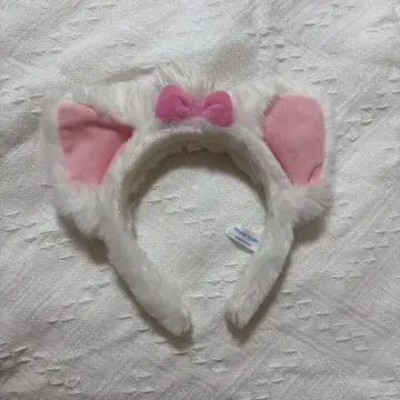 고양이 귀 머리띠 화이트 핑크 마리