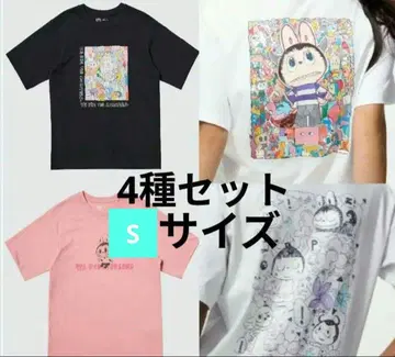 POP MART x UNIQLO 콜라보 T셔츠 S 사이즈 4종 세트