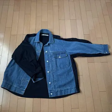 여성용 투톤 데님 자켓
