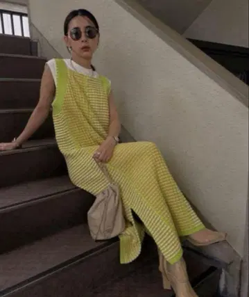 AMERI URAOMOTE MIX HAND STITCH DRESS