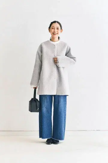 and myera 컷오프 와이드 청바지