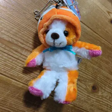 지역 베어 후드 부착 오렌지 스트라이프 곰 봉제 인형