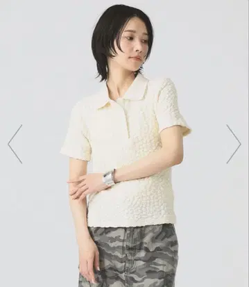 Ray BEAMS 엠보싱 자카드 폴로