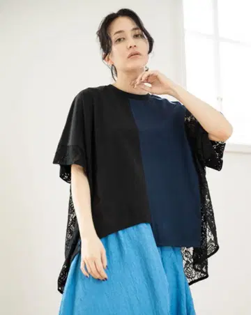 오즈모시스 레이스 절개 빅 T셔츠