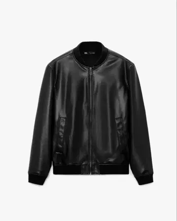 ZARA 인조 가죽 봄버 자켓 블랙