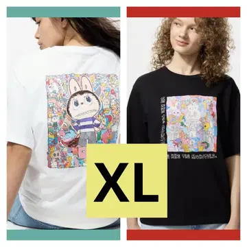 라부부 유니클로 UT 핑크 x 그레이 XL 팝마트