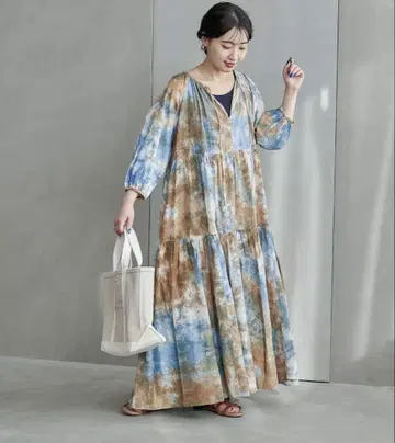 프릭스스토어 타이다이 패턴 롱 원피스