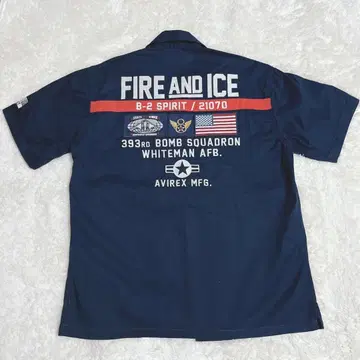 미사용급 AVIREX MILITARY SHIRT FIRE&ICE 네이비