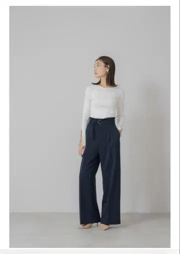 regleam 벨트 와이드 팬츠 navy