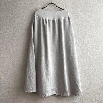 BEARDSLEY 비어즐리 허리 리브 린넨 플레어 스커트