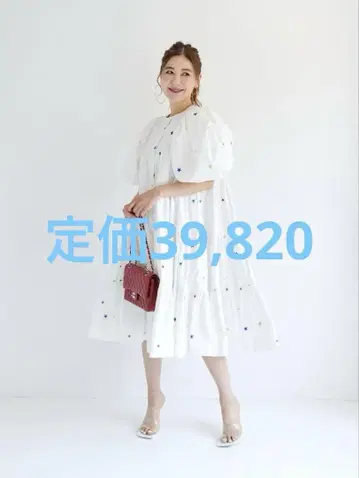 오블리 스타 자수 원피스 1 사이즈 정가 39,820