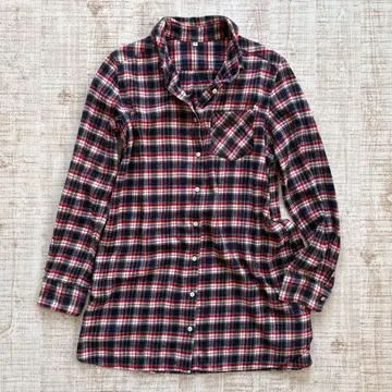 MUJI Labo M 화이트 택 롱 체크 셔츠 MUJI