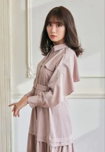 herlipto Belted Ruffle Twill 셔츠 드레스
