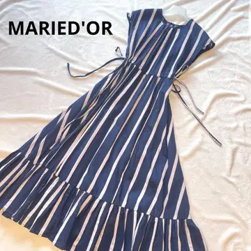 MARIED'OR 린넨 혼방 스트라이프 디자인 롱 원피스