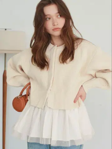 titivaite 페플럼 레이어드 니트 가디건