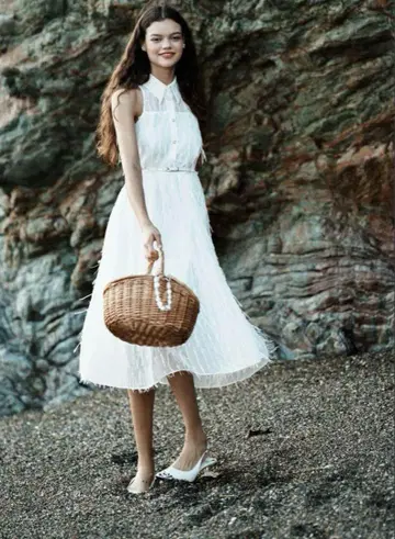 sheller 셰리에 fringe stripe shirt dress