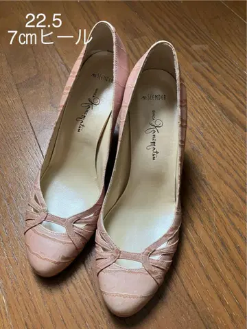 핑크 계열 컷 아웃 디자인 하이힐 22.5cm 7cm 힐