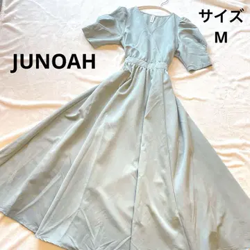 그린 V넥 반팔 롱 원피스