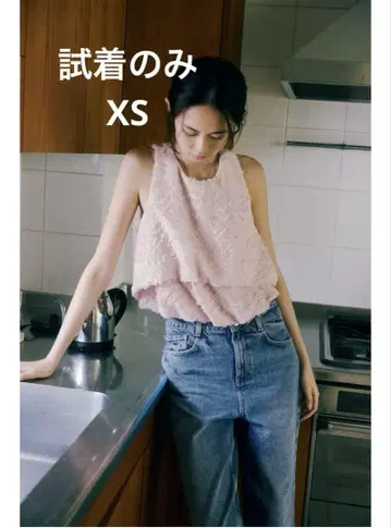 zara 프린지 장식 퍼프 상의 xs
