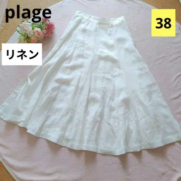 [새상품급] plage 플라주 린넨 플레어 롱 스커트 38 M